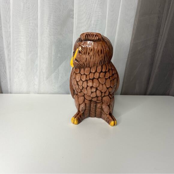 Vintage Brown Owl Figurine with Yellow Accents - Picture 2 of 4